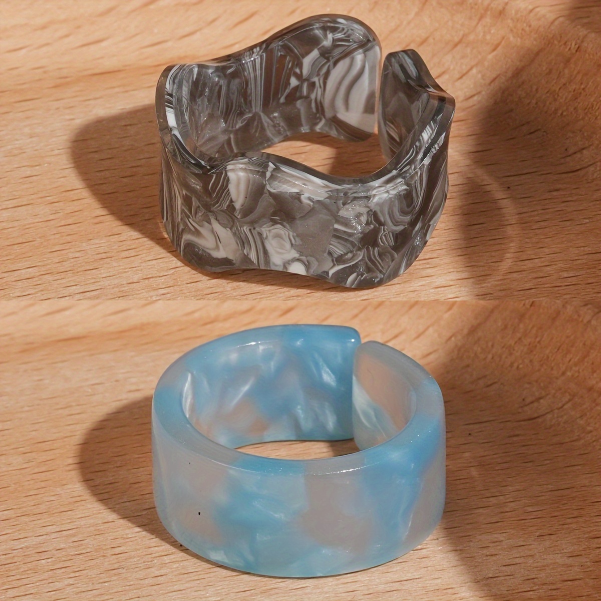 Geometric Resin Open Rings Set + All Match Rings Set