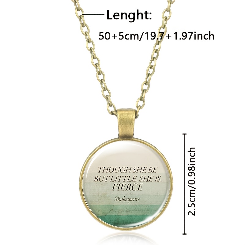 Shakespeare Quote Round Badge Necklace Pendant