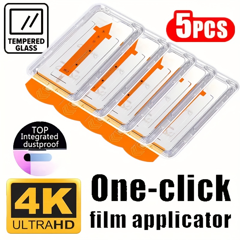 TEMU 5pcs Tempered Glass Screen Protectors For Iphone 16pro Max/16pro/16/15/14 Plus/13/12/11 Pro - , Full Screen Coverage, Anti-fingerprint,