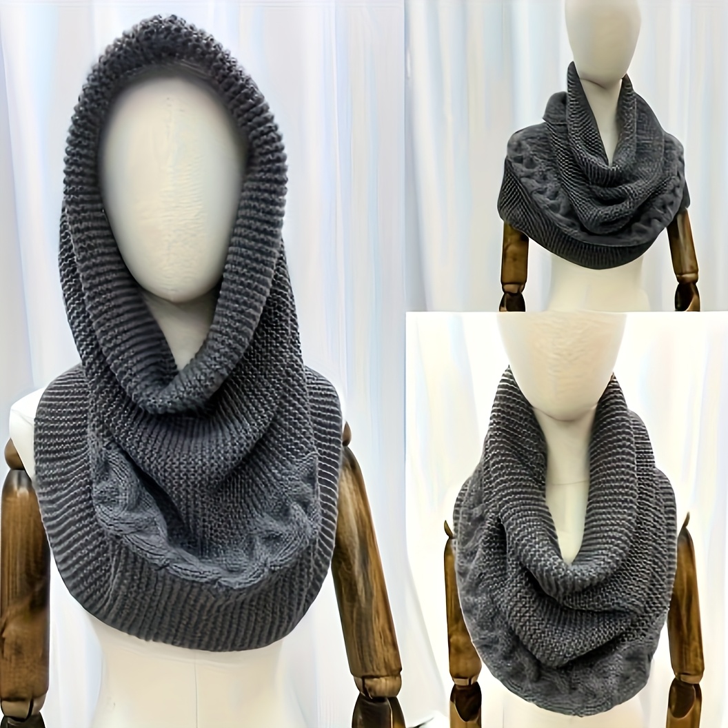 TEMU Un accessoire d'hiver indispensable pour femmes, comprenant un foulard à capuche et col qui et chaleur, de couvre-cou multifonctionnel et châle,