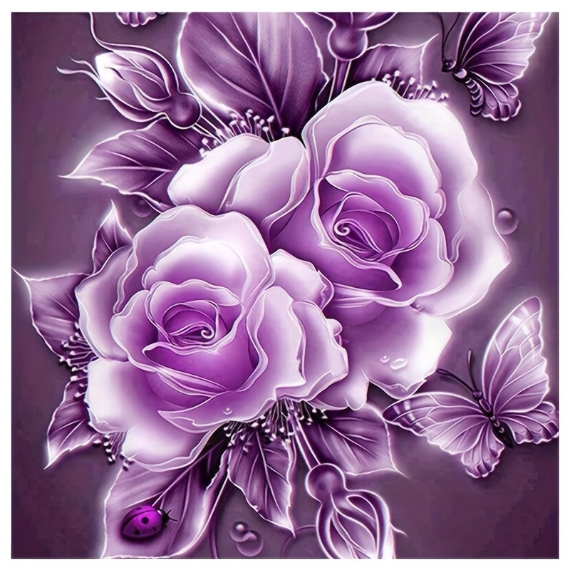 

Diy 5d Kit - Purple | 19.7x19.7in Round Diamond Art | Embroidery For Decor |