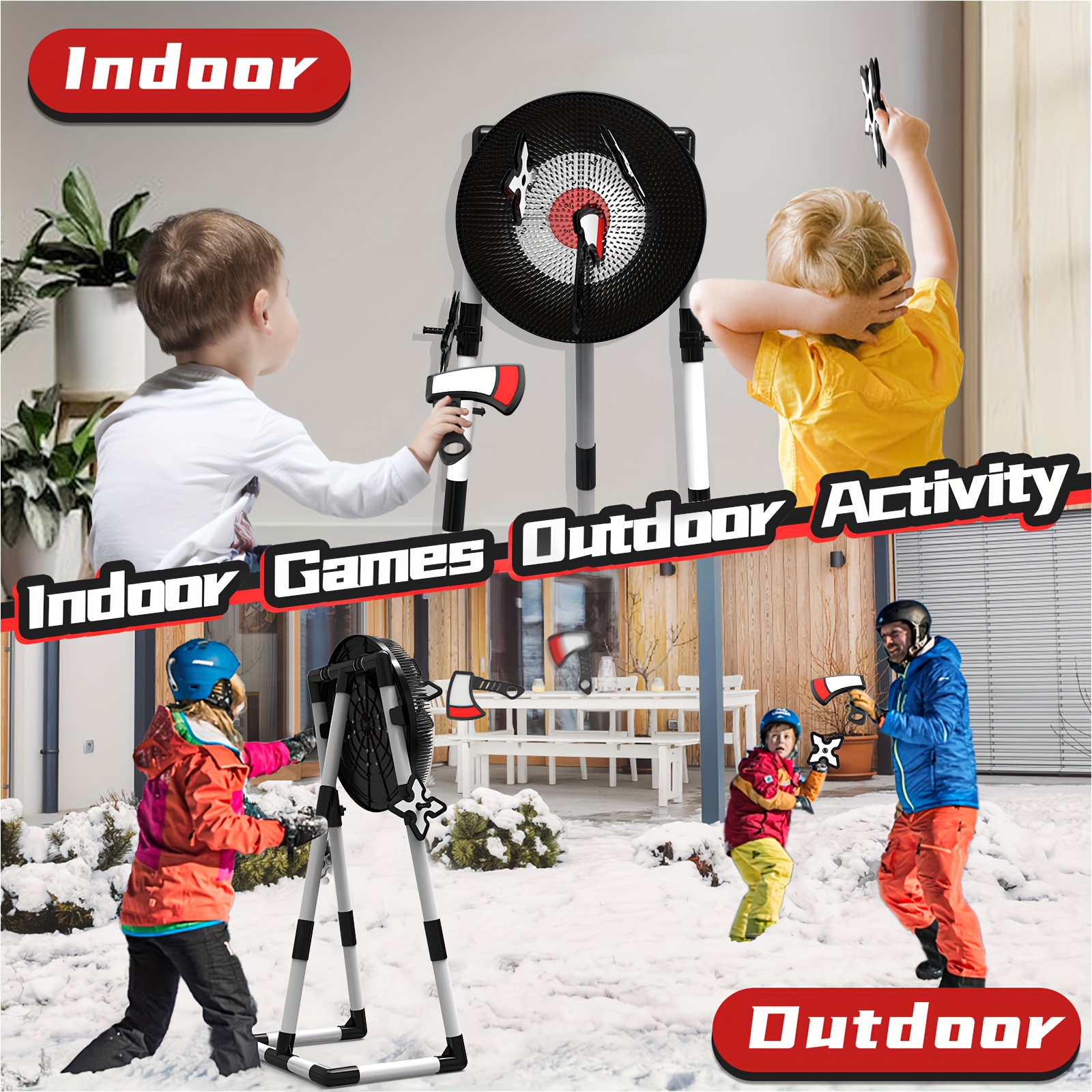 Axe Throwing Target Set, 3 Plastic Axe and Stars, Foldable Stand, Mane Target, Indoor/Outdoor Safe Game, Fun Exercise, Adult Axe Throwing Game, Backyard Games, Easter and Birthday Gift