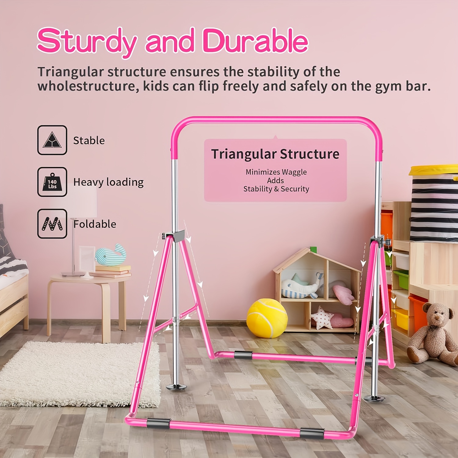 

1pc Adjustable Height , Household Folding Gymnastics , Maximum Load-bearing Capacity 140 Pounds