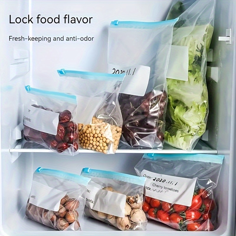 10pcs reusable food storage bags 3 sizes transparent thick food grade plastic ideal for fridge organization of   nuts   details 5