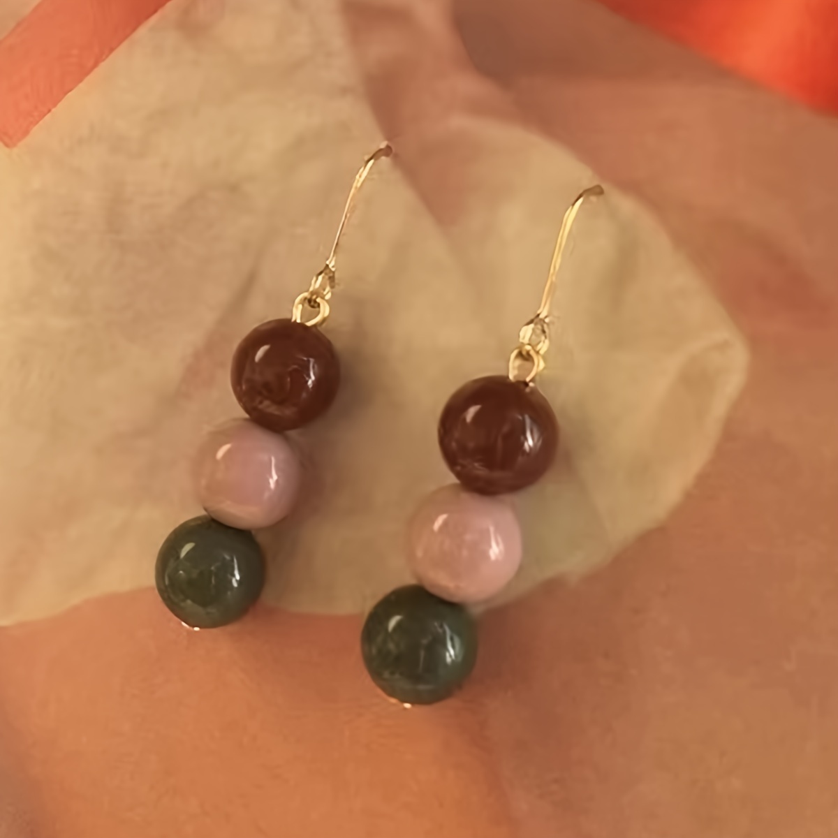 

Chic Acrylic Beaded Dangle Earrings - Cute & Simple Alloy Hook Design For Casual Attire