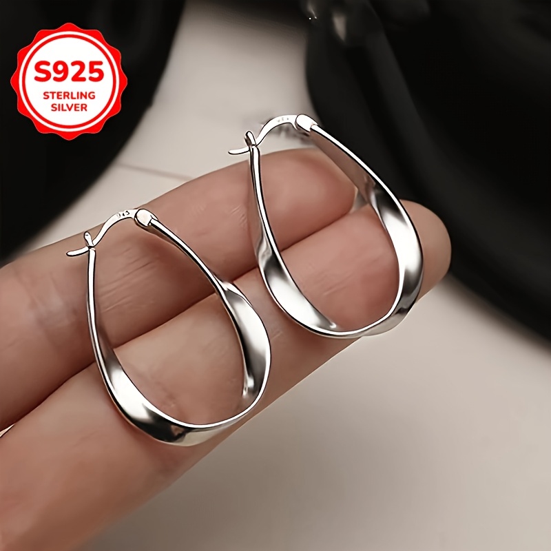 

3 Pairs Elegant S925 Sterling Silvery Twist Hoop Earrings For Women - Hypoallergenic, Perfect Gift For Her,