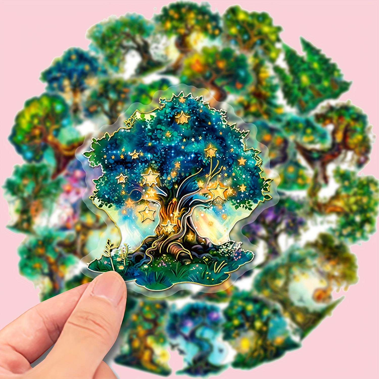 30pcs Graffiti Sticker Pack Iridescent Tree Magical Transparent Decoration For Hand Account Guitar Laptop Suitcase Motorcycle Scooter