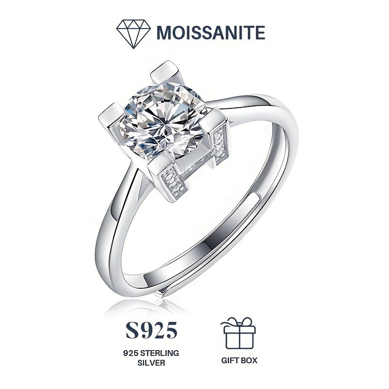 1 pieza elegante brillante 1CT Moissanite anillos de diamantes de