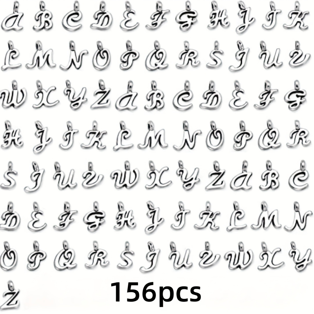 E-shop 78 Stk./3 Sets 156 Stk./6 Sets Buchstaben-Anhänger Mini A Z Buchstaben Armband Halskette Anhänger mit 200 Stk. offenen Ringen, geeignet für