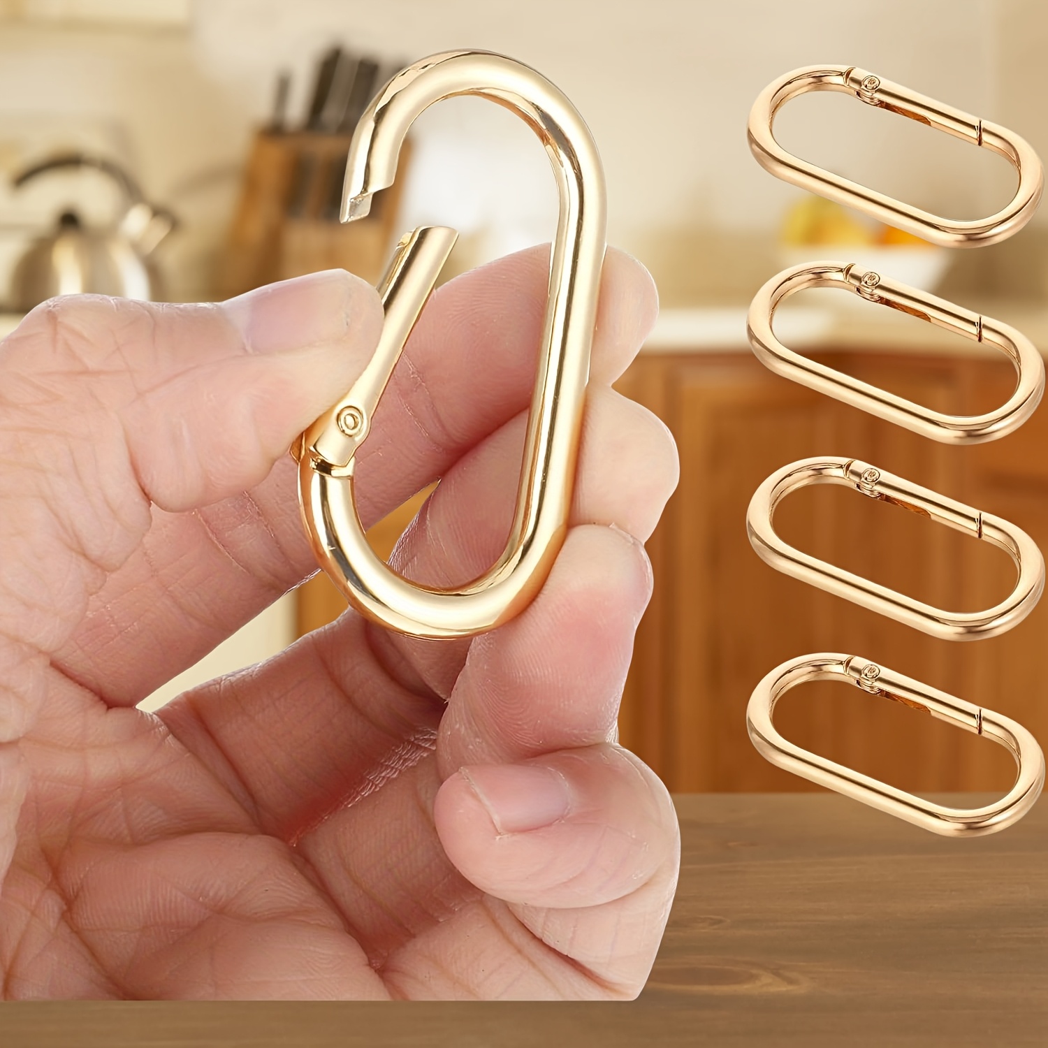 TEMU 5pcs Large Keychain, Golden/silvery Connecting , Wallet Strap Extender, Suitable For Garden Tools, Camping Backpack Shoulder Strap Connection,