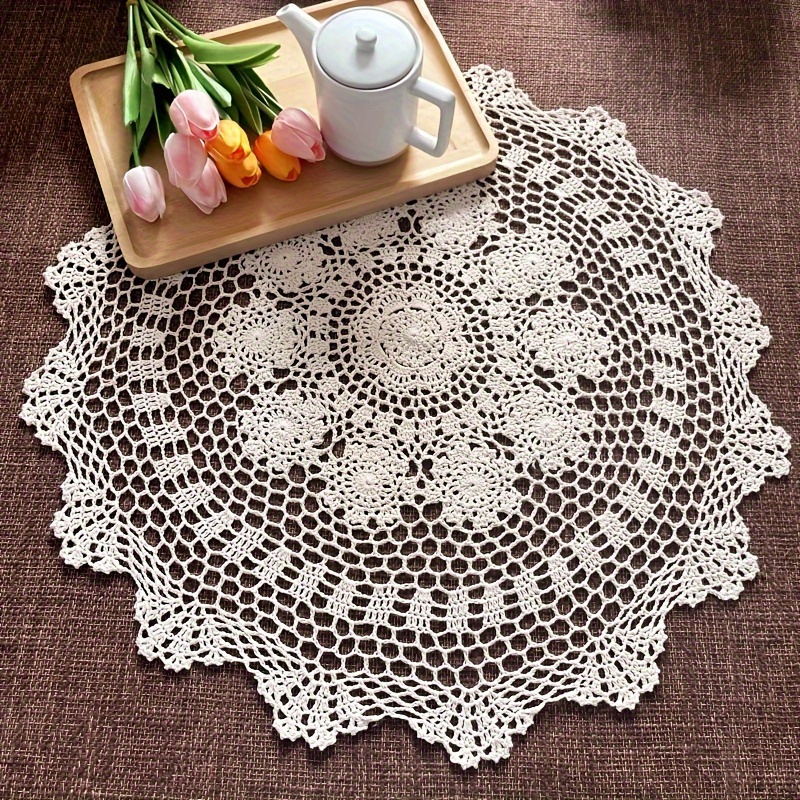handmade crochet vintage lace round doilies 15 7 19 6 23 6 inch washable reusable polyester tablecloth for weddings holidays home decor sofa lampshade   holiday table setting delicate design fine   decorative cover holiday hosts