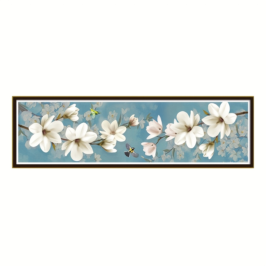 Handmade Embroidery Kit with Magnolia and Birds Stitch for Beginners