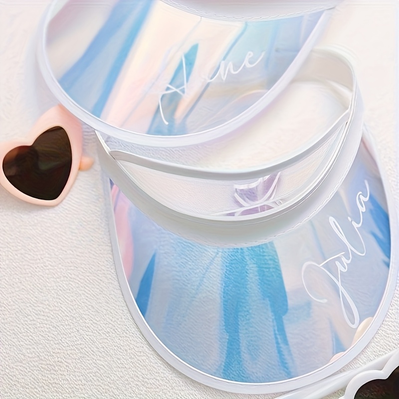 one pink purple holographic sun visor a custom sun hat  display picture 2