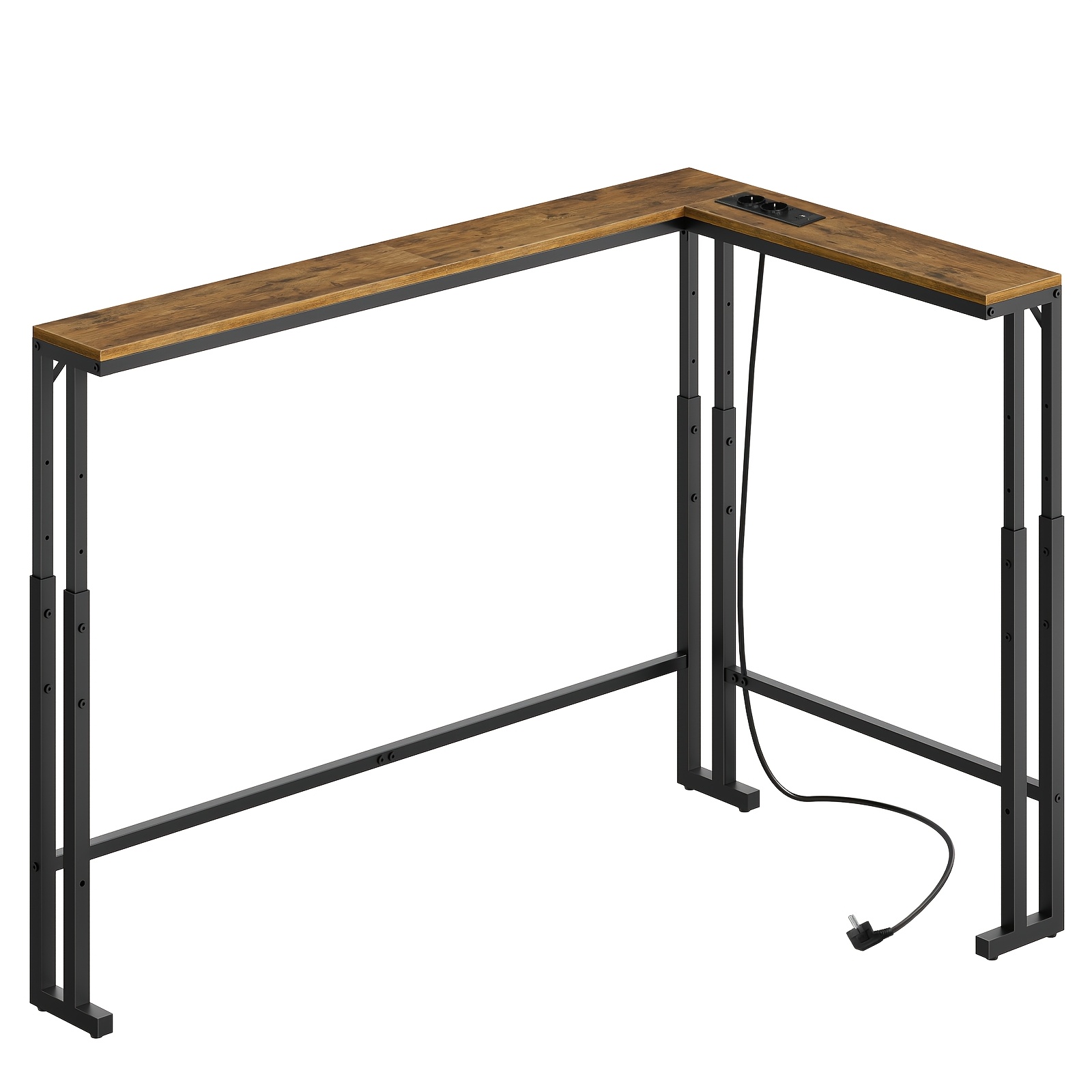 Image of 180cm Narrow Console Table, Height Adjustable, L-shaped Sofa Table, Narrow And Long, With Charging Station, Behind The Sofa