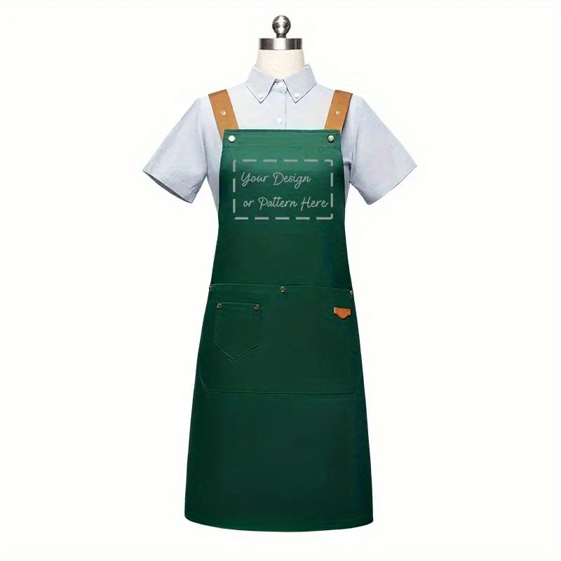 TEMU [customized] 1pc, Custom Logo Apron, And Kitchen Apron, Adjustable Shoulder Straps, Front Pocket For Utensils, Suitable For Camping, Catering,