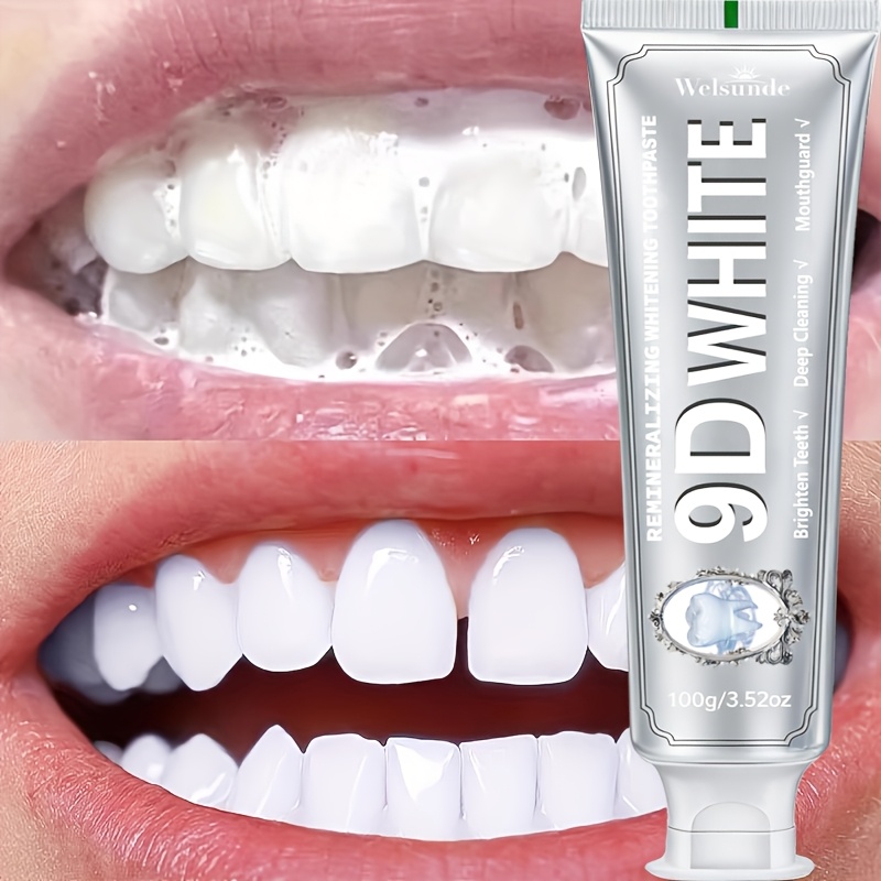 Image of 9d White Toothpaste - 100g/3.52oz, Teeth Polishing And Brightening Formula For Daily Use, Deep Cleaning, & , Strengthens , Essentials, Ideal For Daily Use And Travel