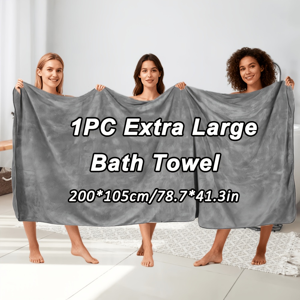 TEMU 1pc Oversized Bath Towel, Soft And Comfortable, Solid Color Large Bath Towel, 200*105cm/78.7*41.3in, Made Of Microfiber Material, Available In