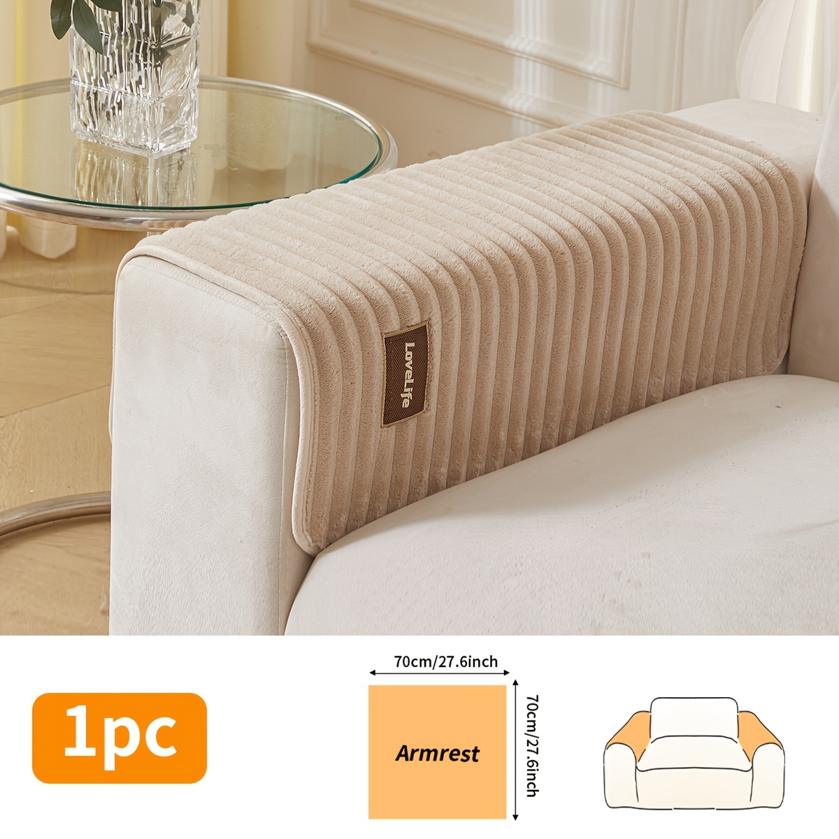 TEMU 1pc Long Plush Sofa Cushion, Labeled Decorative Sofa Cushion, Autumn/winter Plush Luxury High-end, Washable With Anti-slip Particles, Sectional