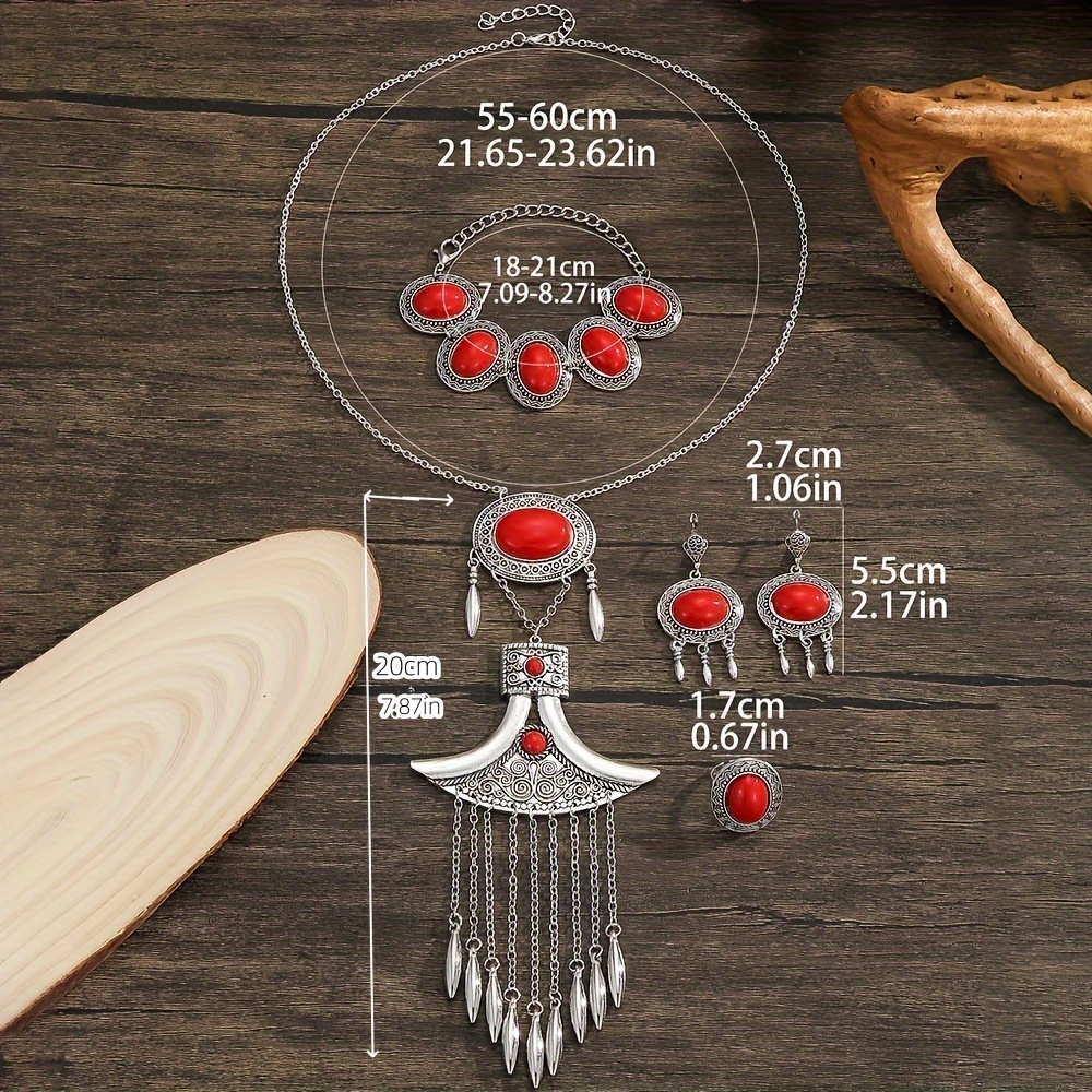 Exotic Red Tassel Jewelry Set for Weddings
