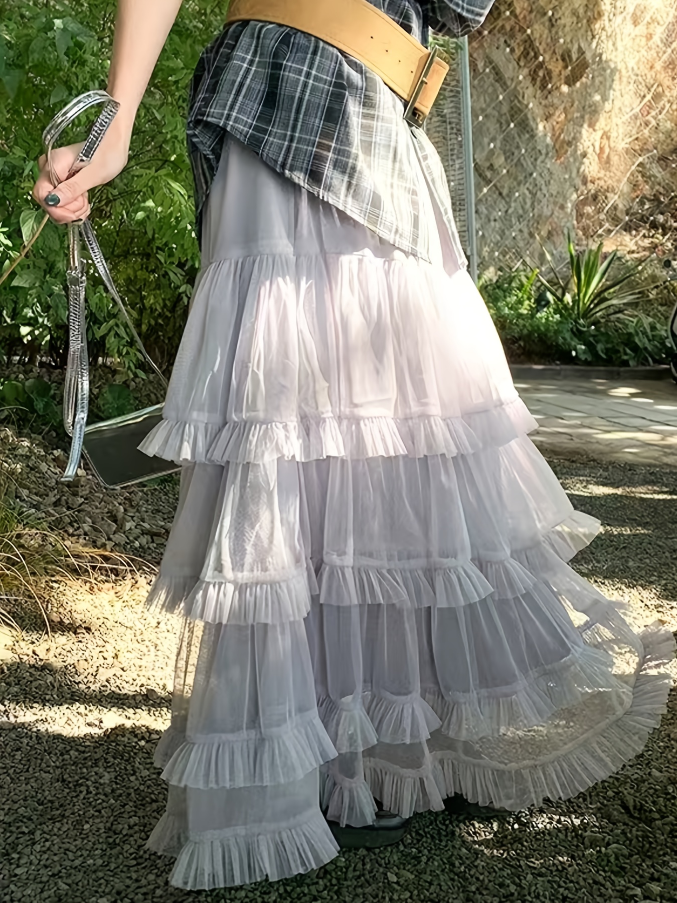 women's high waisted layered ruffle skirt a line Temu Malaysia