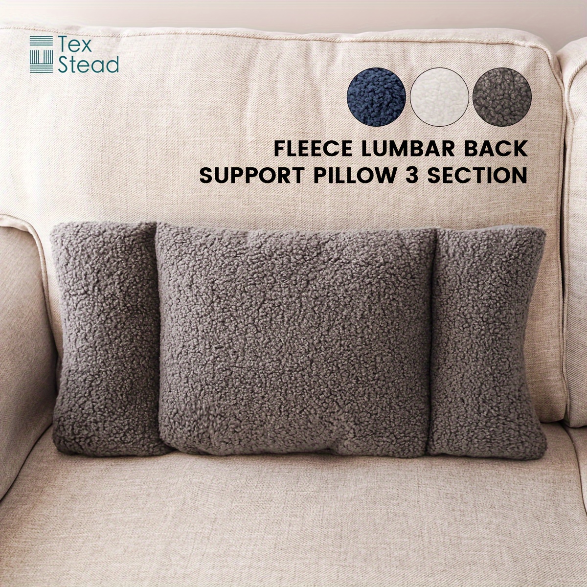 Best Deal for 2 Pcs Fleece Lumbar Back Support Pillow 3 Section Lumbar