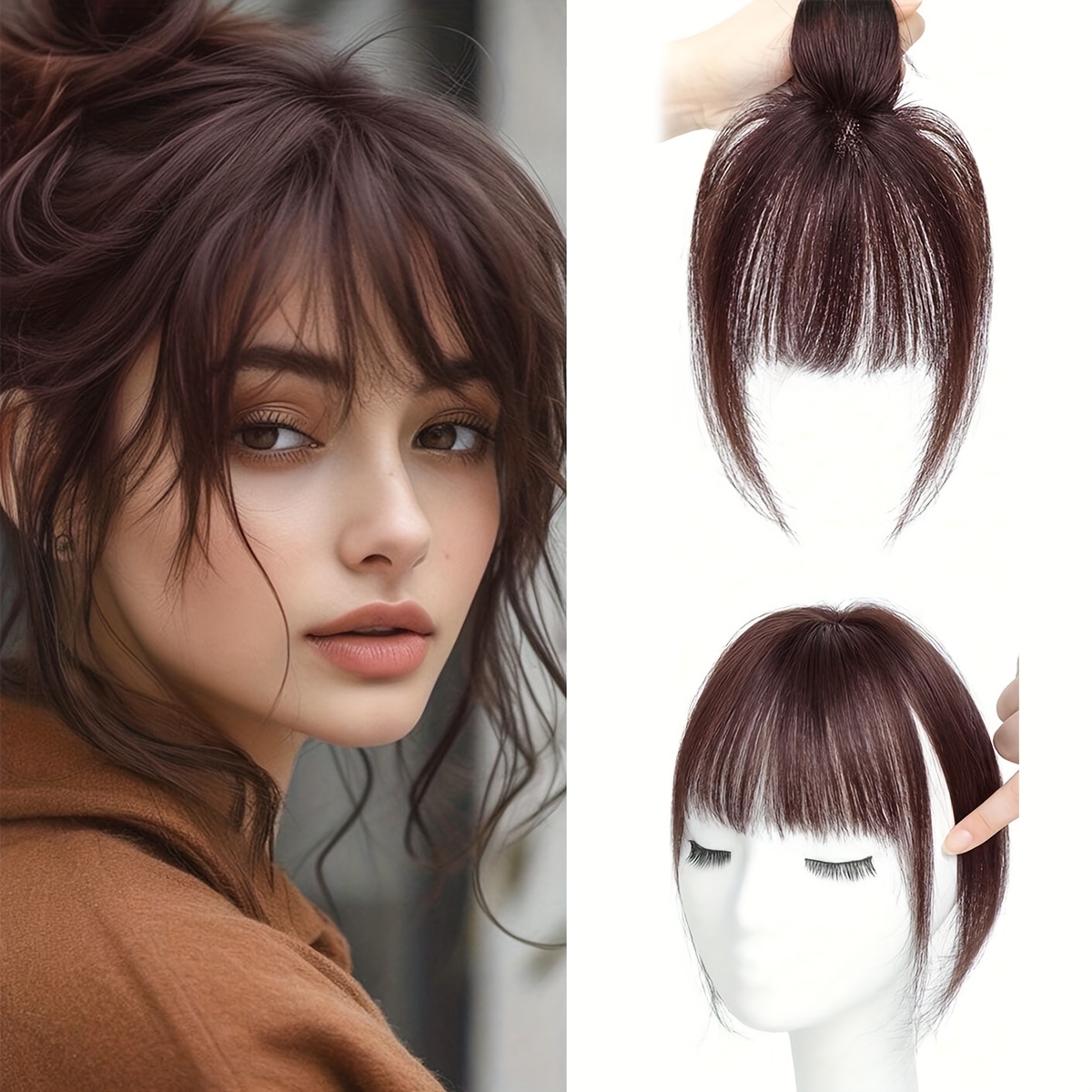 womens   clip in hair bangs synthetic fiber straight fringe hairpiece natural looking   volume lightweight suitable for all french bangs extension details 9