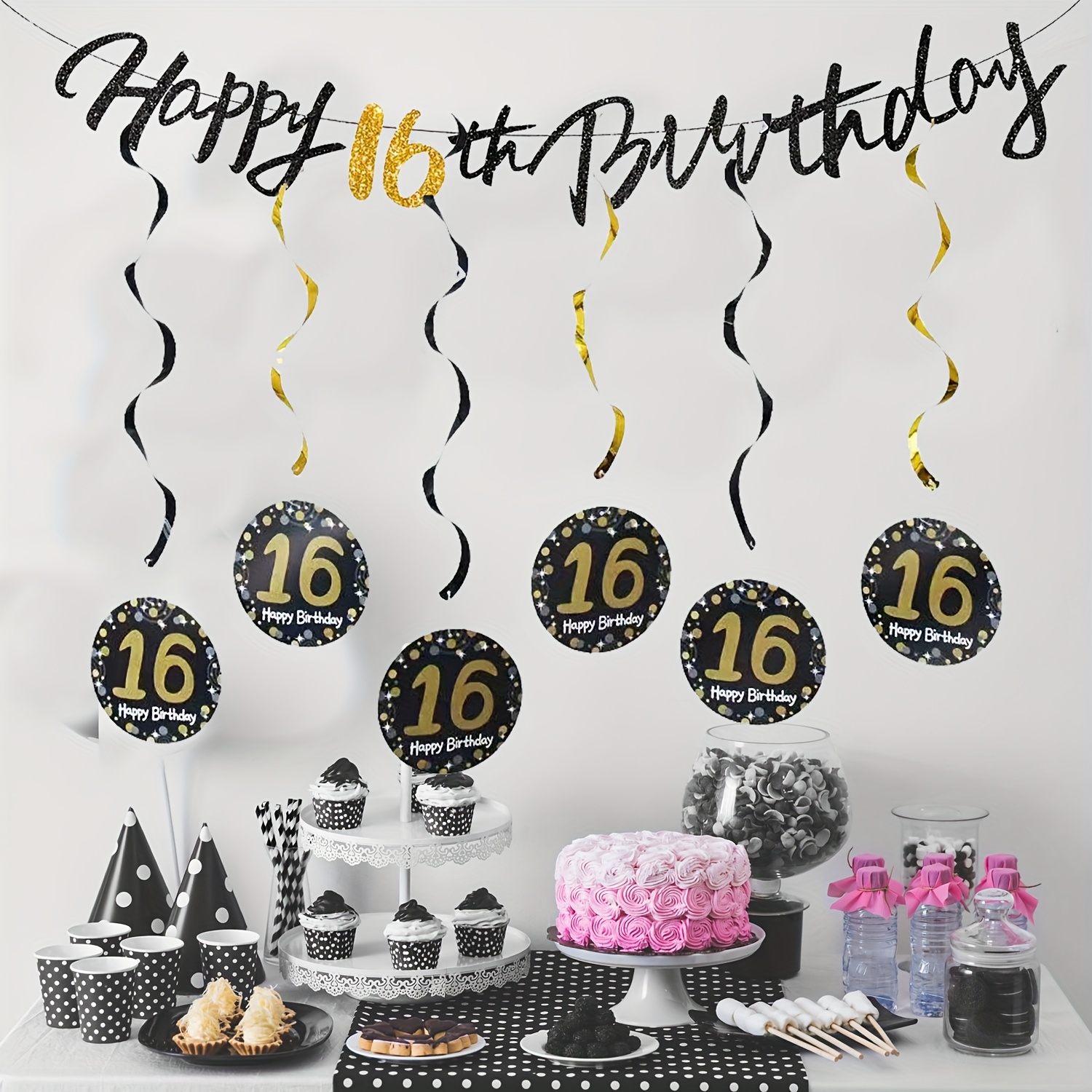 16 Year Old Boy Birthday Decorations For Boys Girls, Blue Silver Sweet 16th  Birthday Par 16th Birthday Decorations Kuxriox 24個 ブルー Happy 16th Birthday 眼鏡デコレーション メンズ ボーイズ ブルーシルバー 16歳