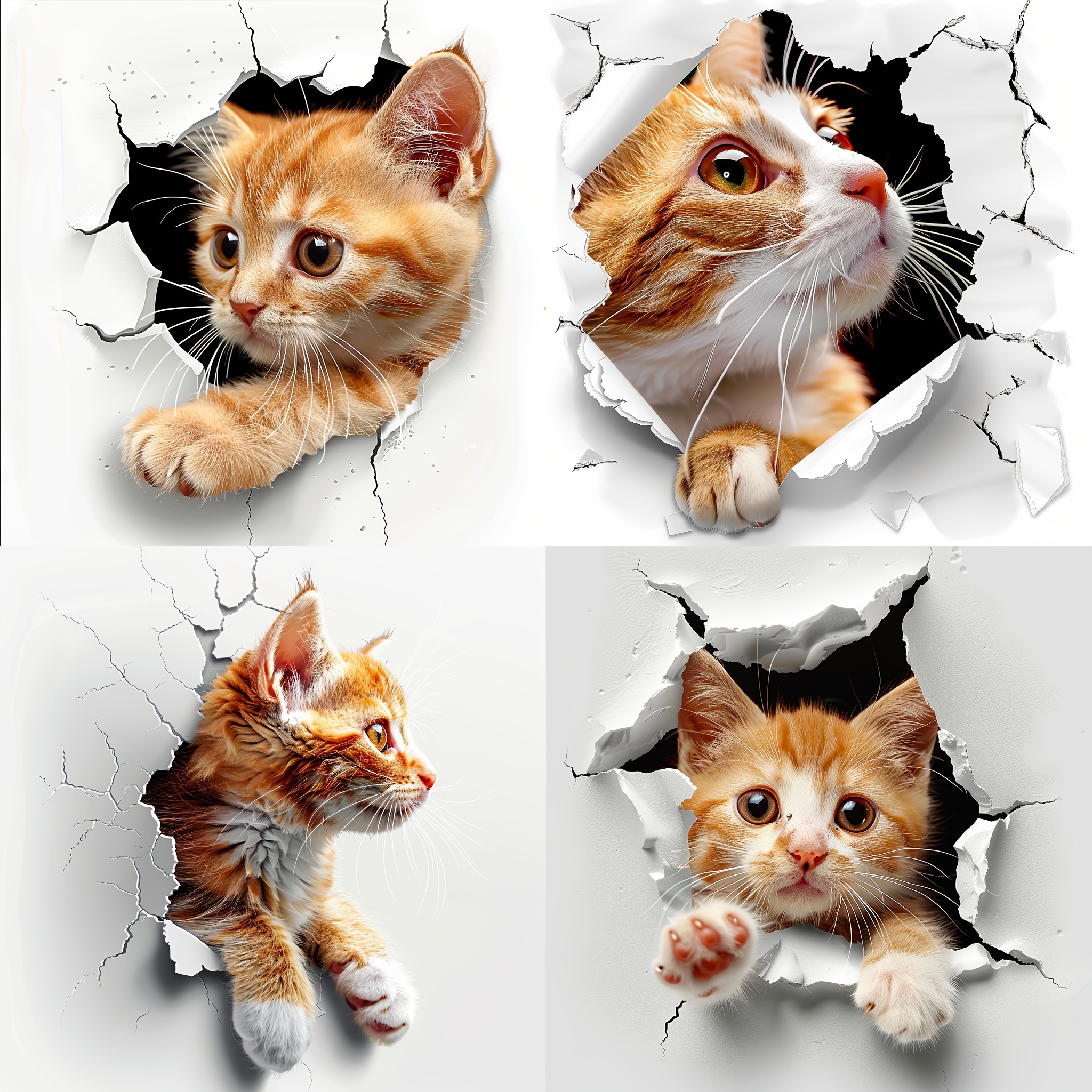 

4in1 Cat Anime Stickers Tpu Material, Double-layer Colour Composite Printing, For Cars, Windows, Laptops
