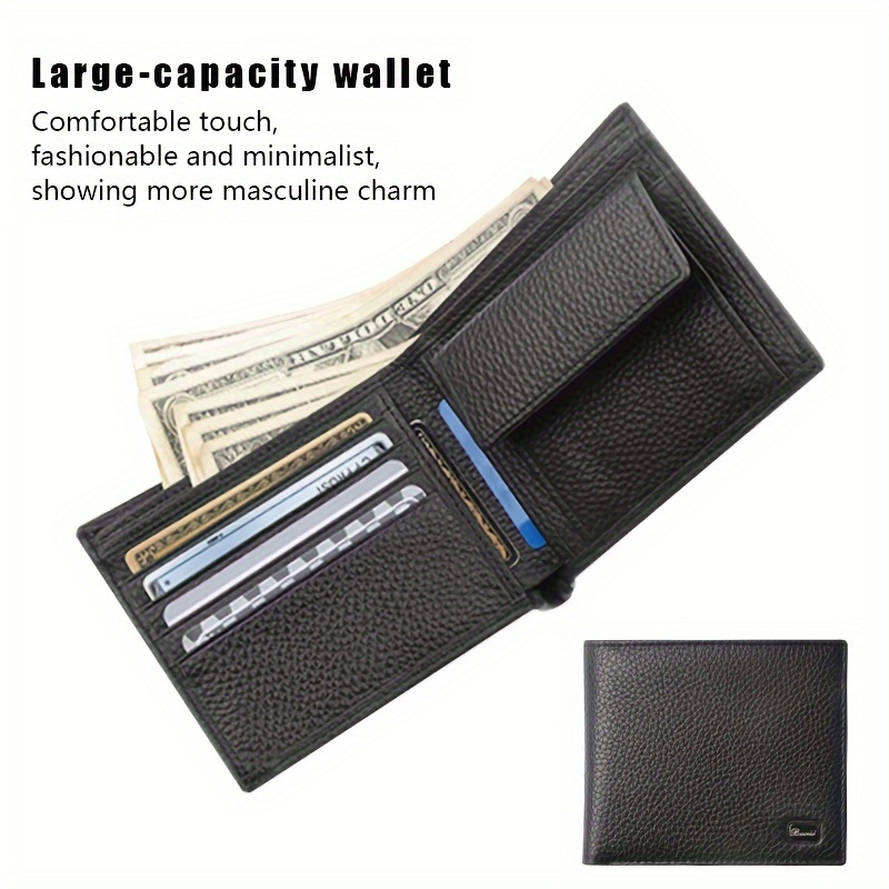 

Men's Rfid Anti-theft Wallet Genuine Leather Short Wallet Money Clip Vintage Multi-card Card Holder Purse Horizontal Wallet With Coin Pocket Gift For Men