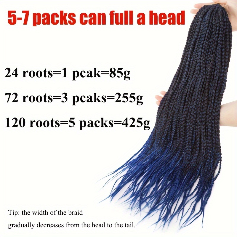3  synthetic crochet box braids 24 inch pre looped for   knotless box braided hair extensions in   and blue gradient for women   braids gradient box braids natural look braids crochet braids details 4