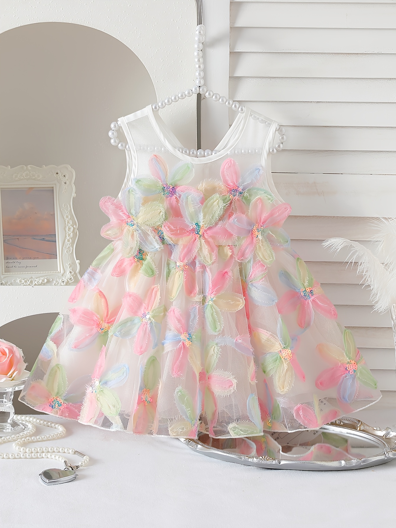 green emerald velvet dress Baby Girl Birthday Princess Dress Floral Fairy Costume Sleeveless Tu –  marryshe main image 0