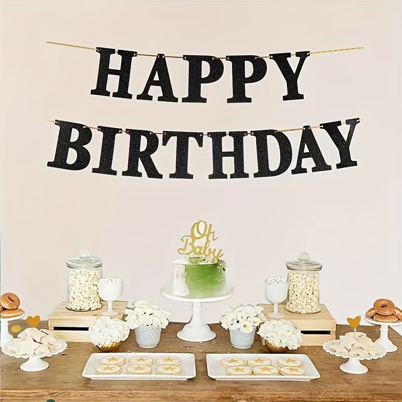 2pcs - Glitter Letter Banners For Birthdays, Decorations For Birthday Parties, Happy Birthday Bunting Supplies, Creative Banner Set For Indoor Decoration And Festive Props