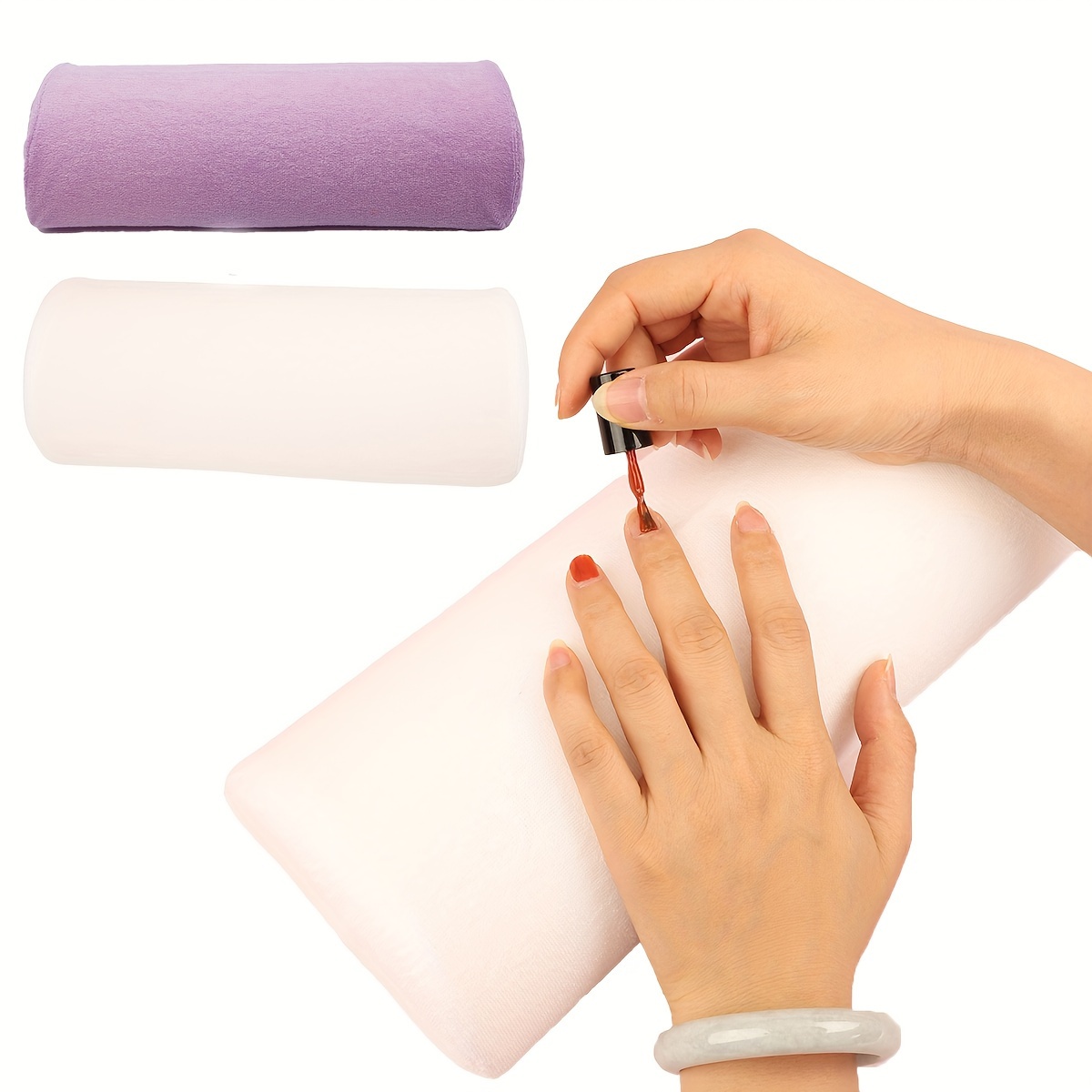 

1pc Soft & Absorbent Nail Art Towel Hand Pillow - Odorless, Quick-dry Manicure Table Cushion In Pink Or White For Salon & Home Use