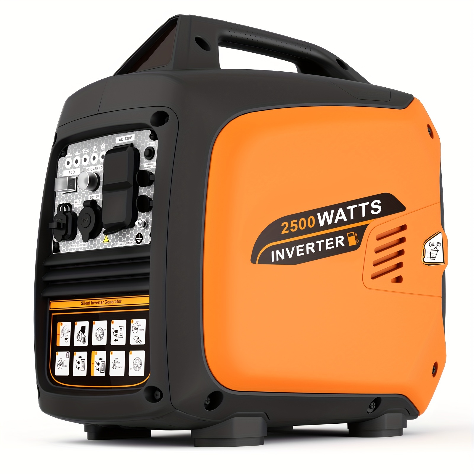 

Efurden 2500w Portable Generator With Co Protector, With Epa , , Silent Technology, Suitable For Hurricane Weather, Camping, Home Rv Backup Power Dual 120v Ac Sockets, Usb And Type-cports, Reliable