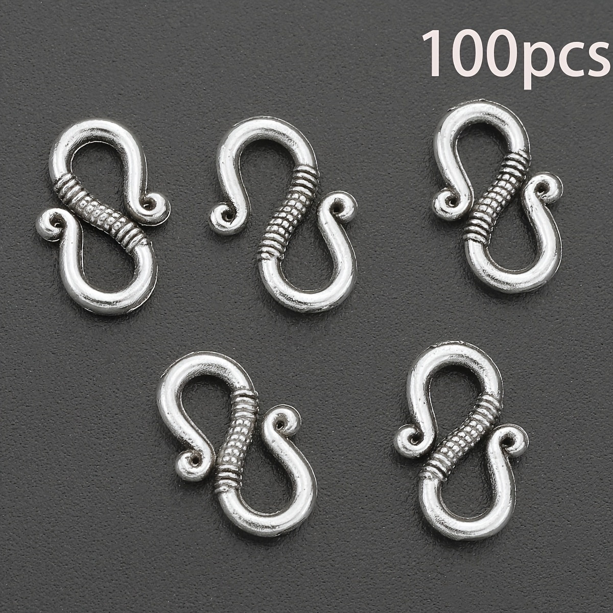 Image of 100pcs Alloy Fish Hook Connector Connecting Tail Metal Spacer Beads Pendant Necklace Hanging Chain Curtain Hook Keychain Jewelry Connector Pet Tag Hook Outdoor Hook Christmas Tree Hook Joint