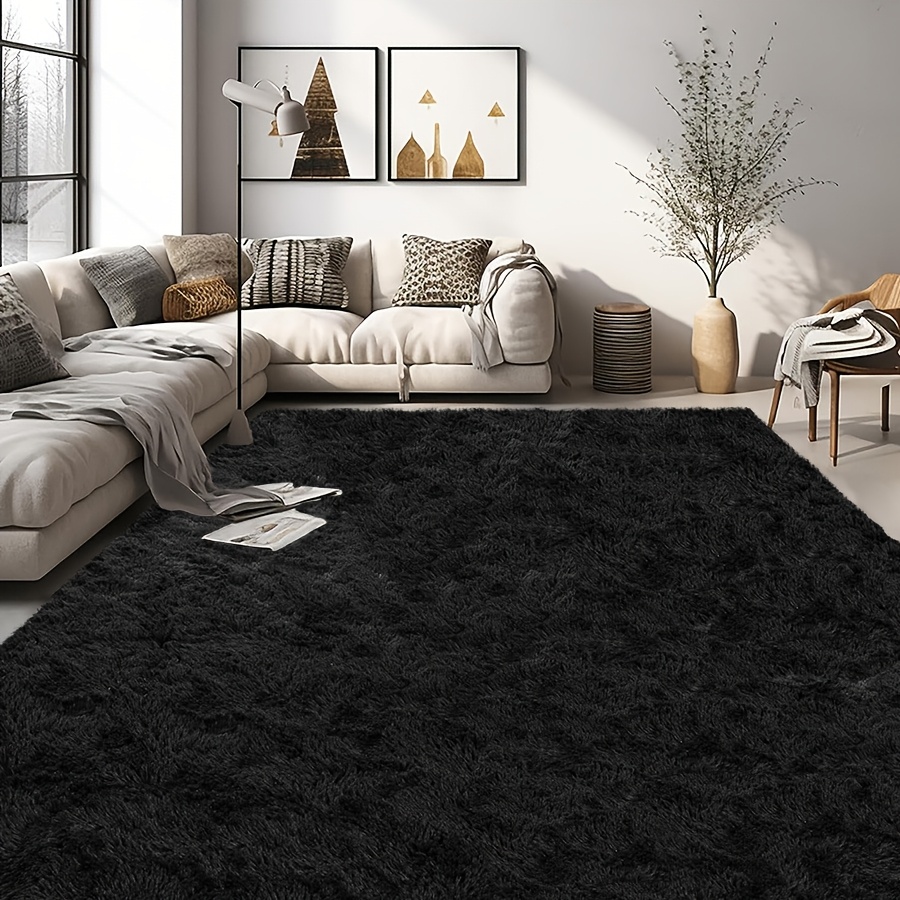 

1pc Shaggy Area Mat, Large Non-slip In Black - Bedroom, Living Room, Nursery - Easy To Clean, Low Pile, Machine Washable - Ideal For , Teens, Dorm Home Decor, 94.5x118.2ft, Rugs For Living Room