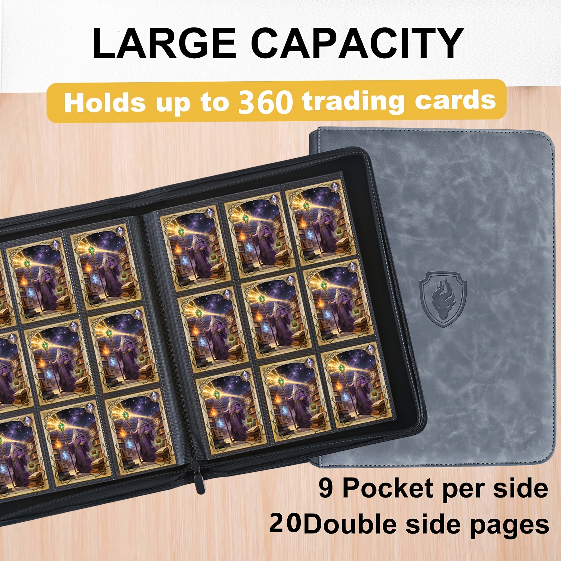 360 pocket durable trading card binder card holder offering   security and   waterproof and stain resistant high aesthetics side loading design without rings suitable for trading cards mini photos sports cards game cards