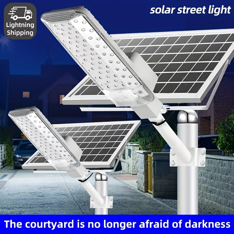 Outdoor super bright curved design solar lamp, 6000mAh battery, light source sensor, can be controlled remotely, equipped with remote control, suitable for courtyards, roads, and outdoor parking lots.