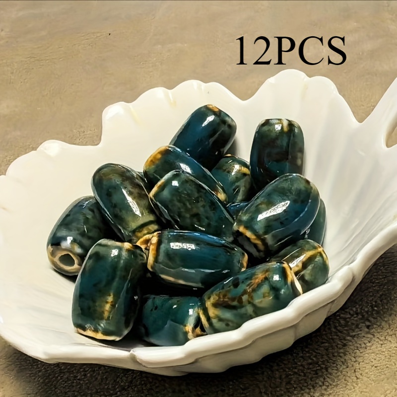 A Set Of 12 High-temperature Ceramic Loose Beads, Suitable For Making Bracelets, Necklaces, And Other Decorative Crafts