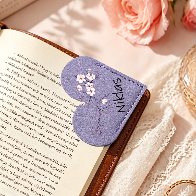 TEMU Personalized Custom Cherry Bookmark With Name & Heart - Elegant Rounded Corner Book Page Holder Suitable For Women, Teachers, Students, Book