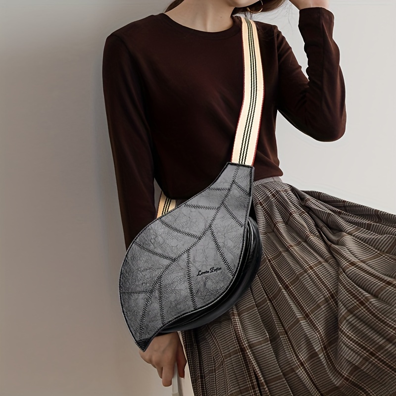 Vintage Chic Crossbody Sling Bag - Adjustable Strap, Buckle Closure, Edge Paint Detailing, Polyester Lining - Stylish, Versatile, and Spacious Shoulder Bag for Travel, Everyday Use, and Occasions