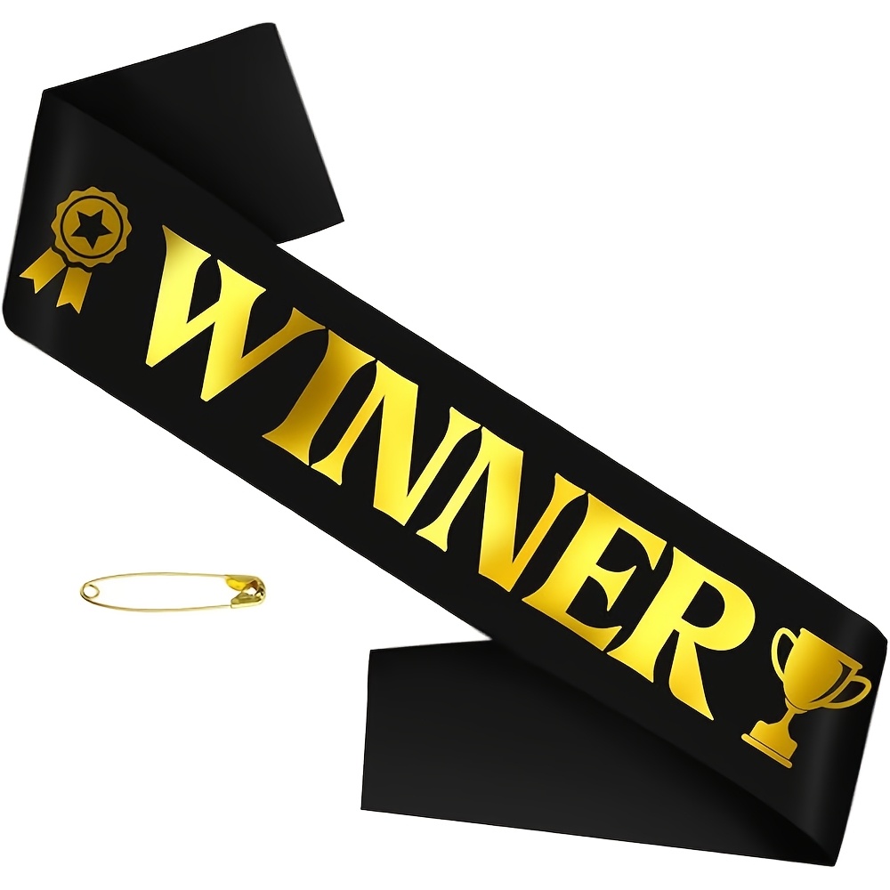 1pc-winner Sash With , Black Winner Satin Sash Celebrate In Style At Parties, Contests, Sporting Events And Competitions, Beauty Pageant Golden Sashes, , Party Decorations