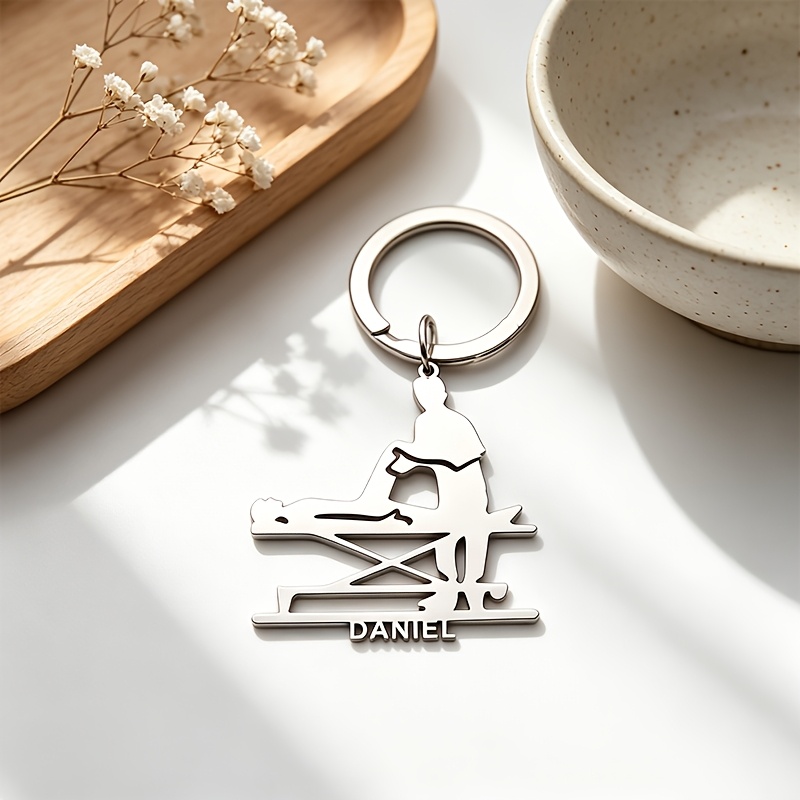 TEMU [Personalizzato] 1 pz Portachiavi Personalizzato da Donna, Portachiavi Stile Metallo con Targhetta , Portachiavi per Tesserino Operatore