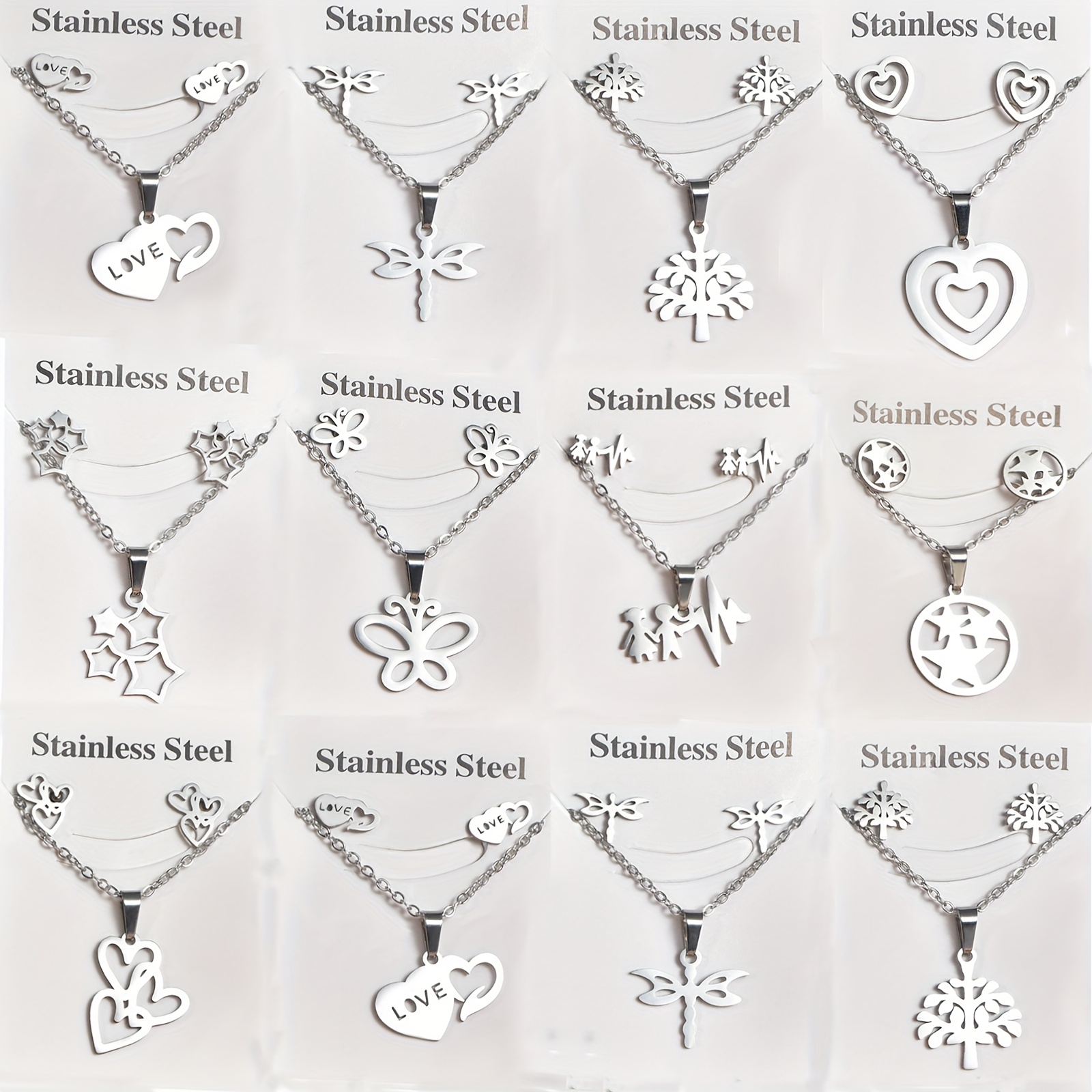 

Set Of 5 Stainless Steel Earrings And Necklaces For Women, And Simple Mix-and-match Style, Suitable For Parties, Weddings, And , Random Delivery Of Jewelry Gifts