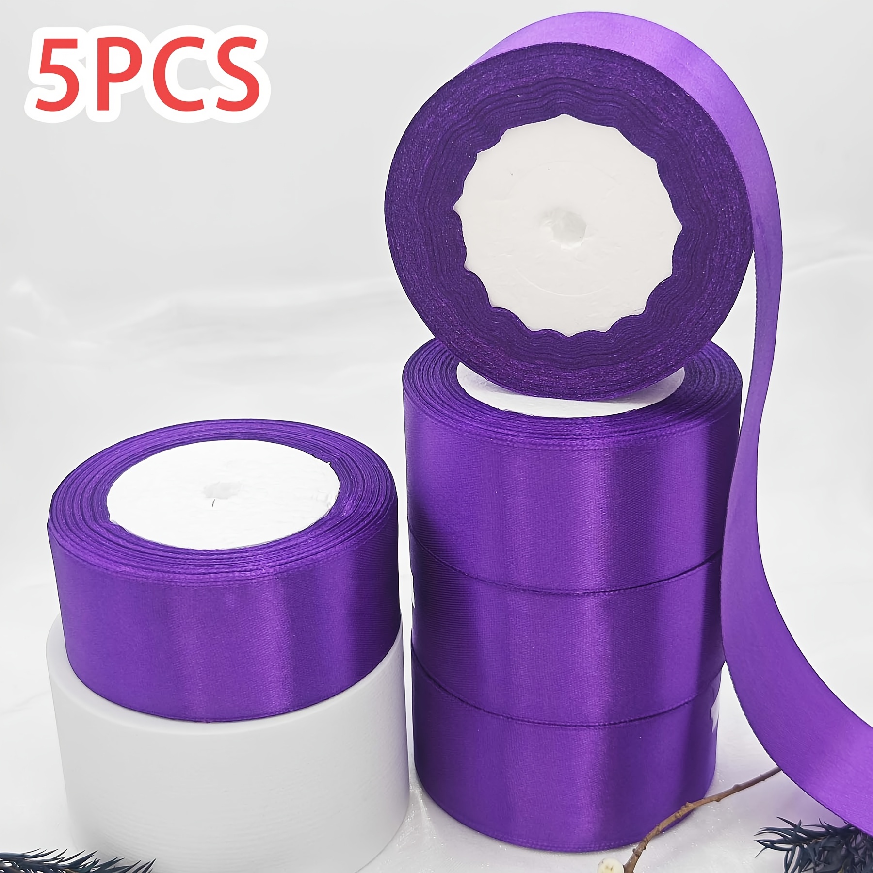 

5pcs Purple Satin Ribbon Set, 4cm X 125yd, Ideal For Wedding, Craft Bows, Gift Wrapping, Party Decor, Jewelry Display & Packaging Supplies