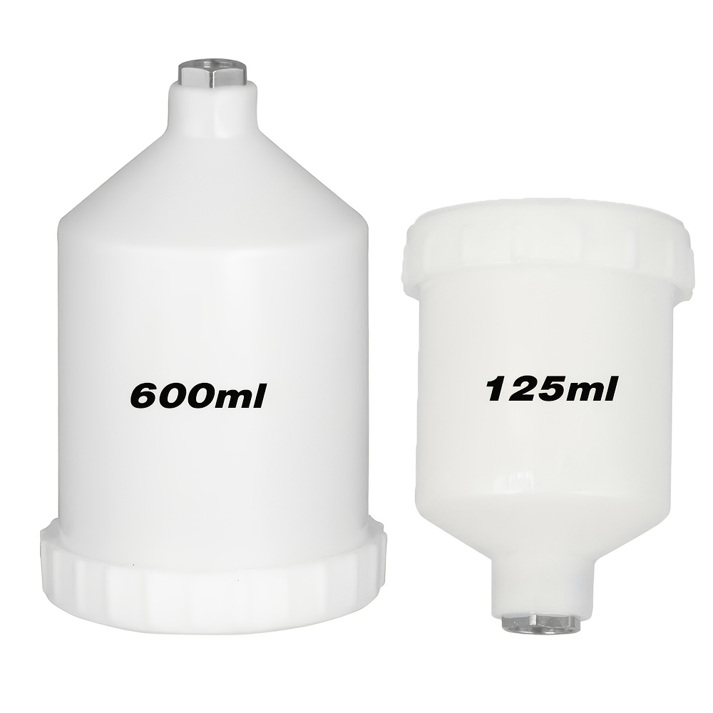 TEMU 2pcs Set 20.29oz And 4.23oz Spray Gun Cups, Paint Cups, Large Capacity Threaded Containers, Durable Plastic Material, Suitable For Most Gravity