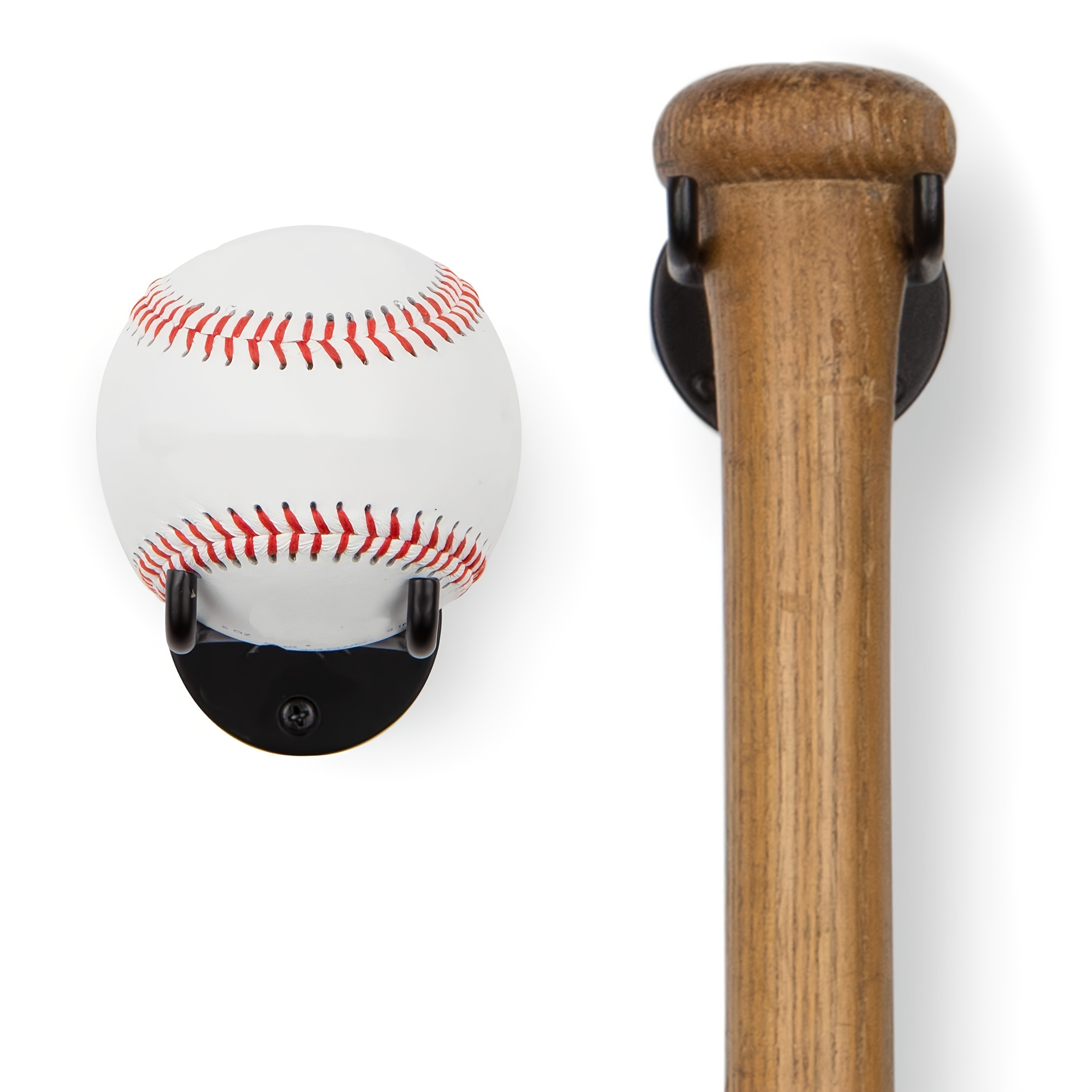 Wallniture Sporta Baseball Holder, A Wall-mounted Display Stand For , Perfect For Decorating A For Man Cave And Storing Sports Memorabilia, In A Set Of 2 In Black