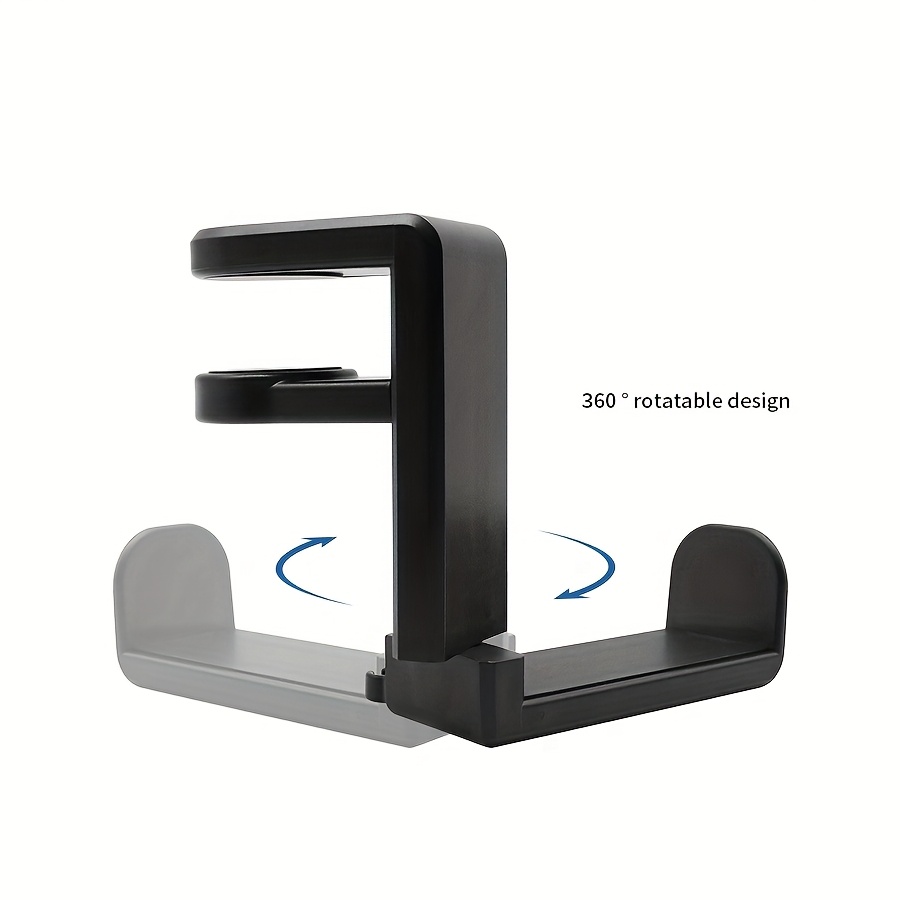 Adjustable Headphone Holder Stand with Clip Mount, ABS Material, No-Drill Installation, Modern Style Under-Desk Headset Bracket for Gaming Earphones