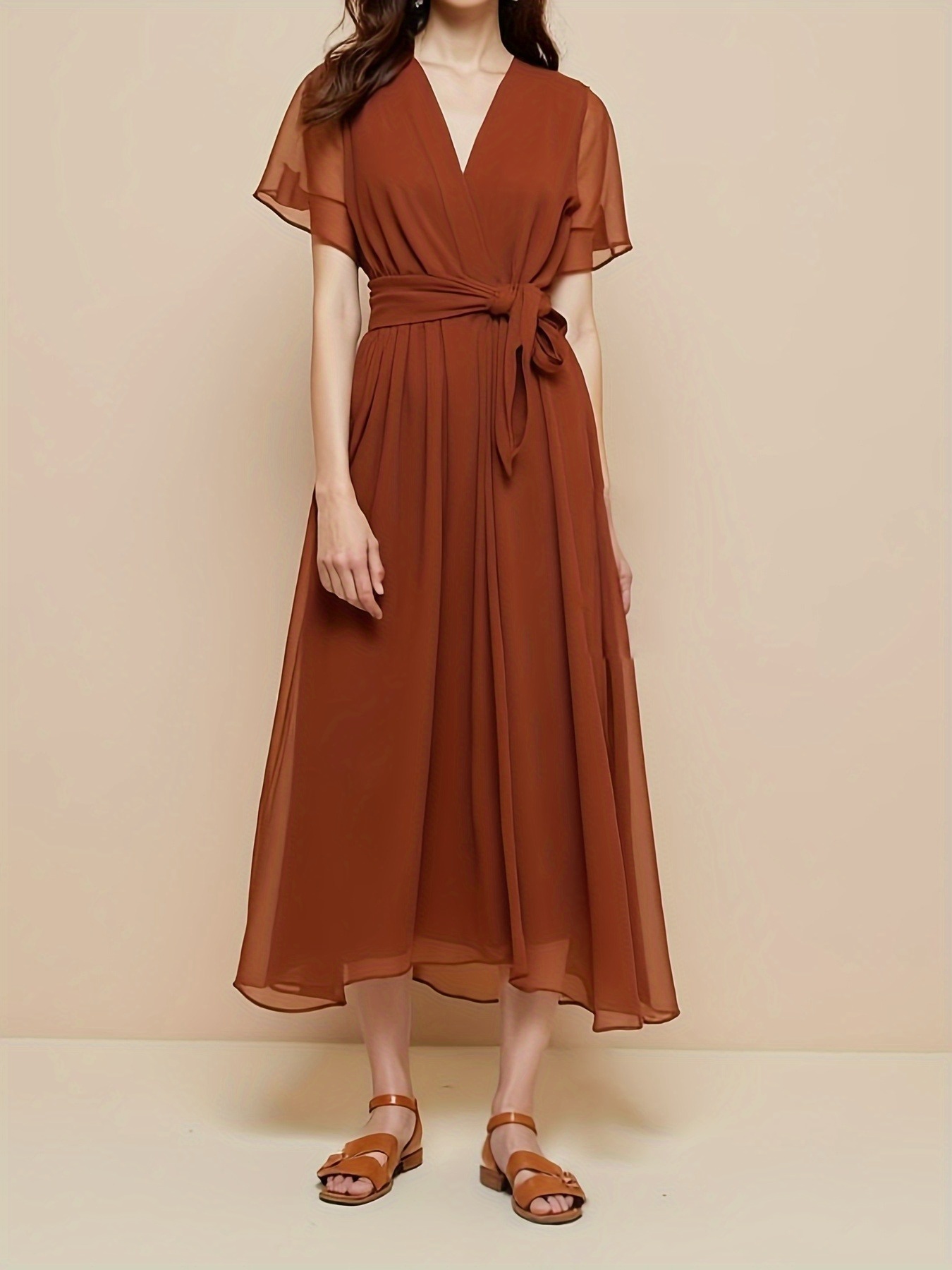 long chiffon dress sold on Temu United States