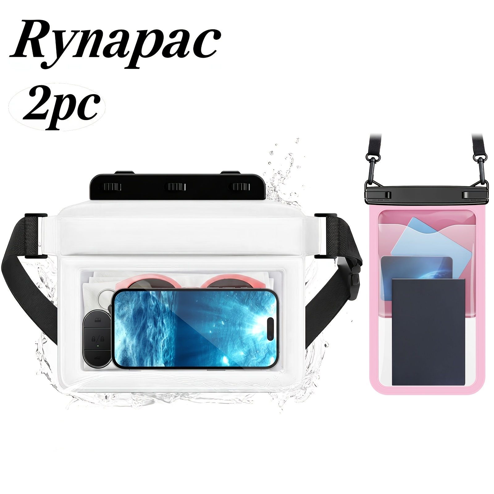 Rynapac 2pcs Large Capacity Phone Pouch & Waist Bag Set, Touchscreen Compatible